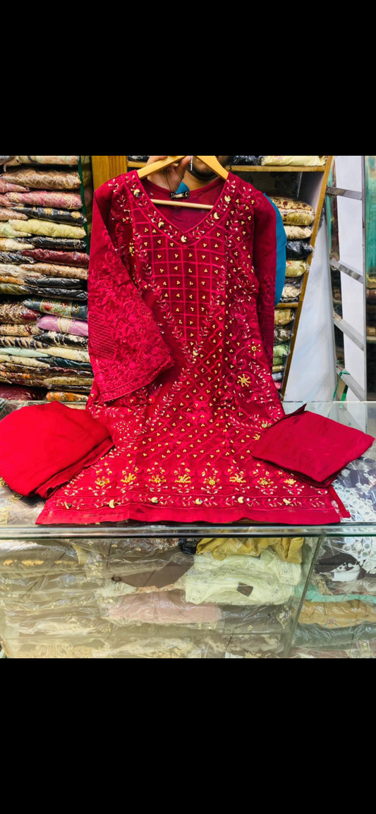 Ensemble rouge perlé