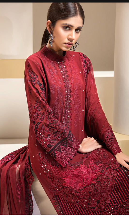 Ensemble bordeaux en mousseline de soie