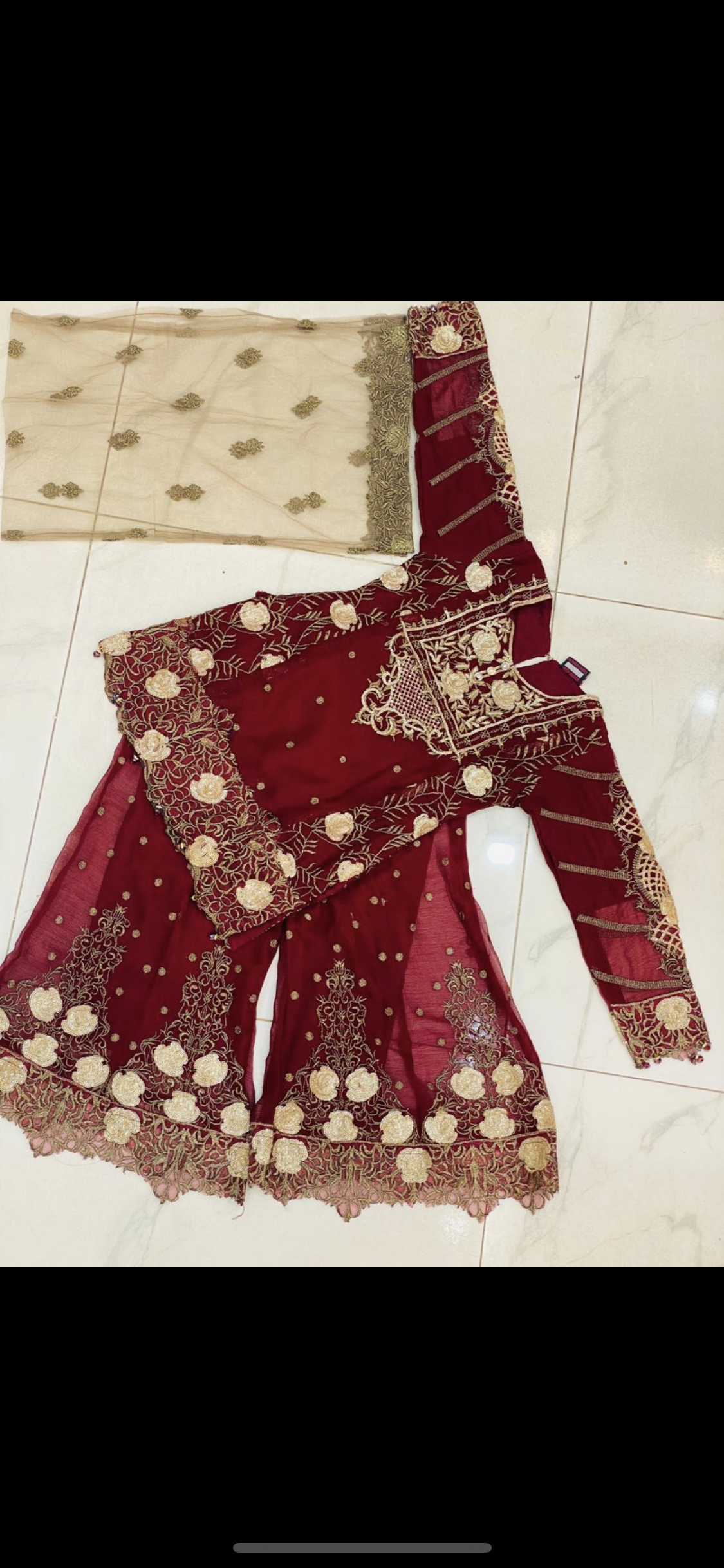 Gharara bordeaux doré